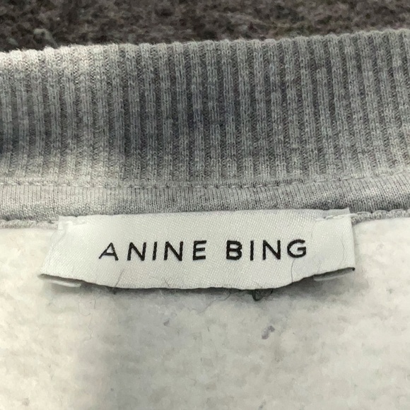 Anine Bing Gray and White Spencer Crewneck Sweatshirt - Picture 6 of 6